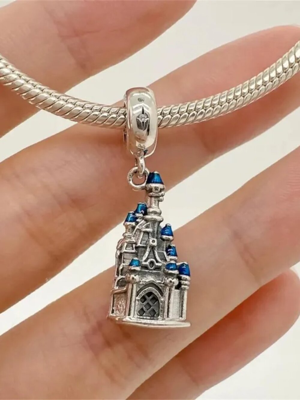 Pandora Silver Castle Charm with Blue Accents